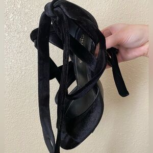 Charles by Charles David Black Velvet Strappy Toe Heels